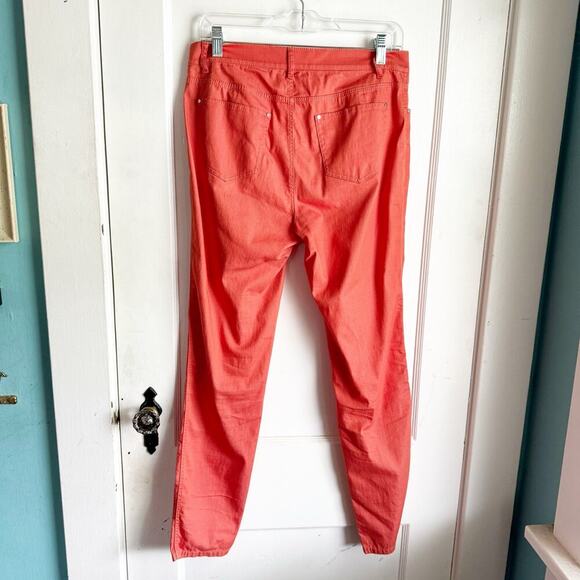 Lafayette 148 New York Orange Mercer Skinny Ankle Pants Slacks Peach Rose Size 6 - Picture 6 of 13